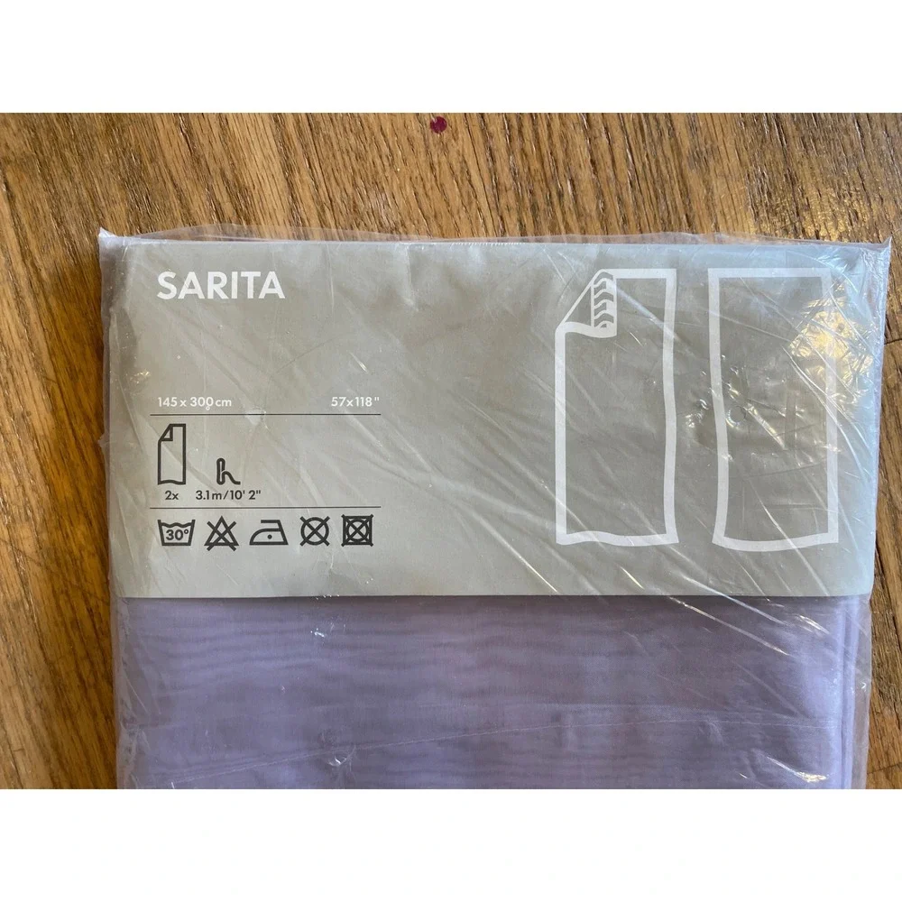 IKEA Sarita Sheer Curtains Pair Purple Lilac 57x118 Rod Pocket 000.706.15 NEW